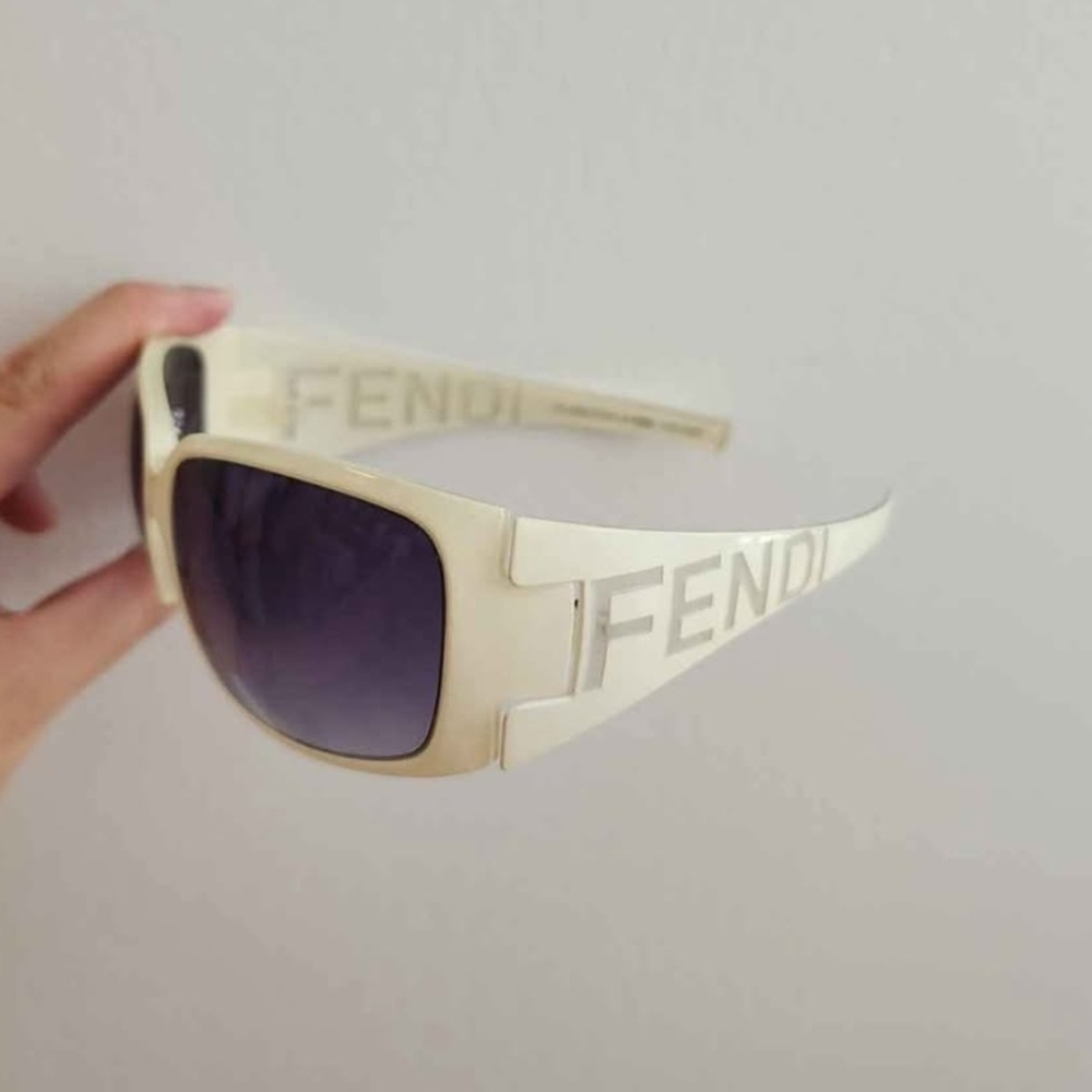Fendi Cream Sunglasses with Black Lenses